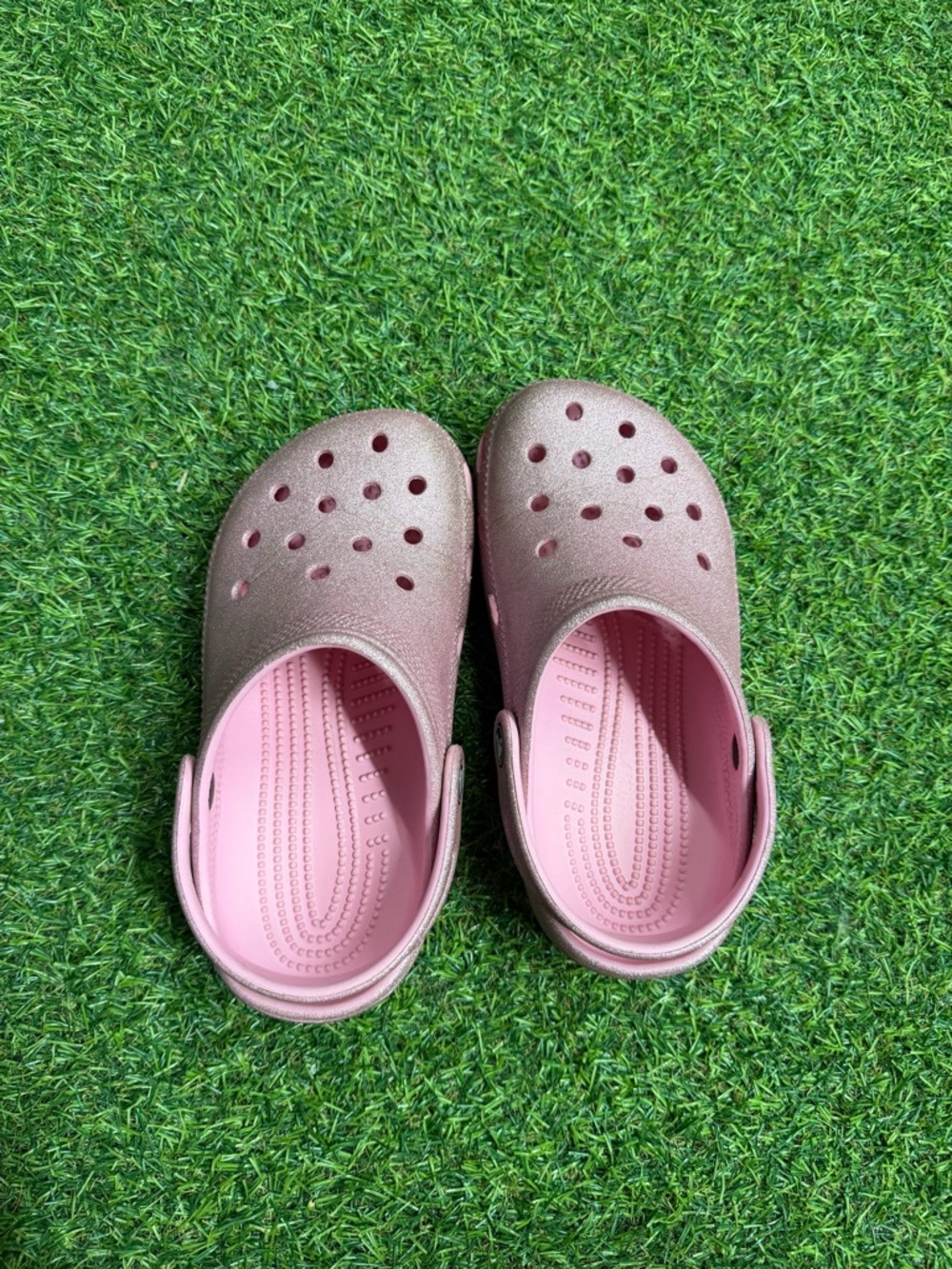 Girls pink classic glitter crocs